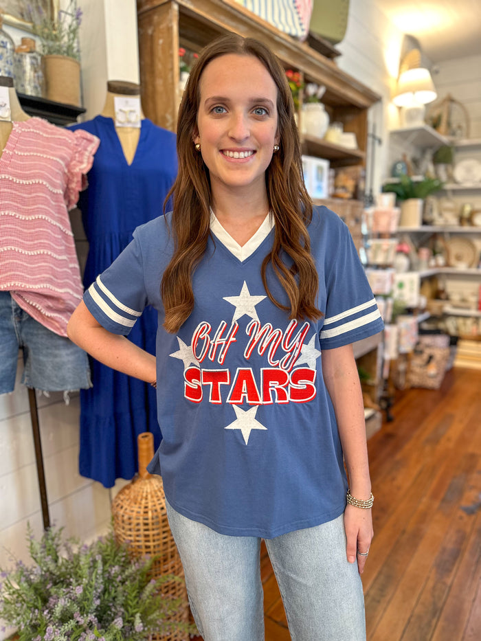 layerz clothing stars and stripes baseball style top
