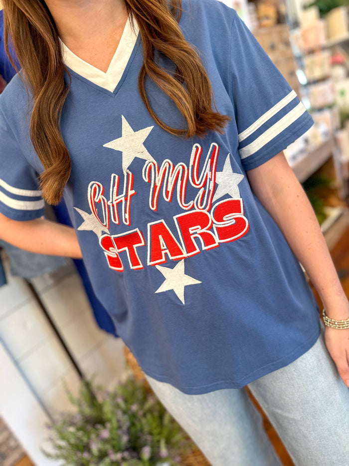 layerz clothing stars and stripes baseball style top