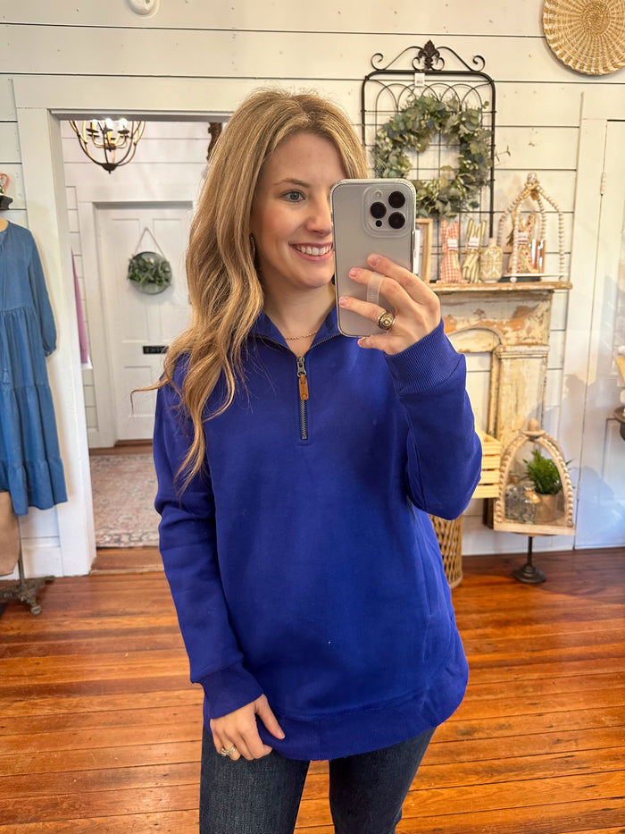 sapphire blue pullover with pockets 