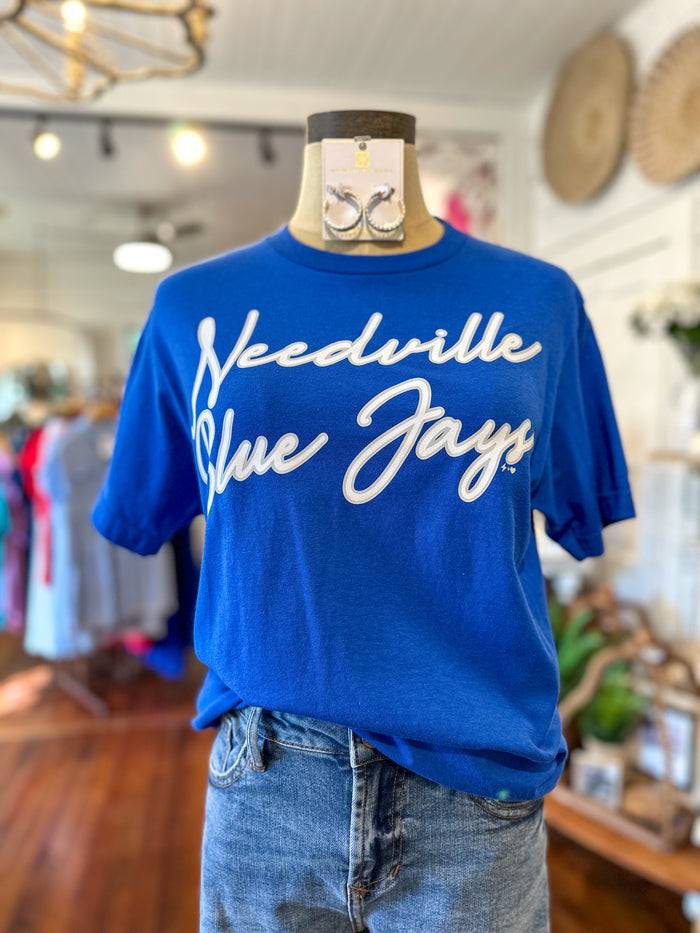 youth size needville blue jays tee in royal blue