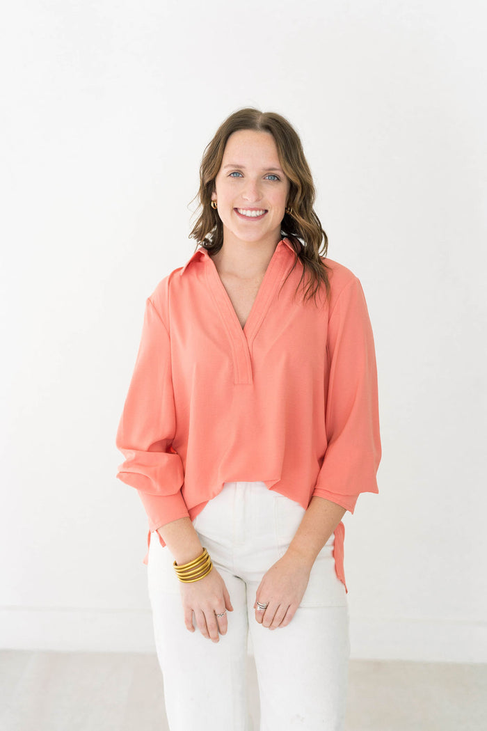 coral color long sleeve top