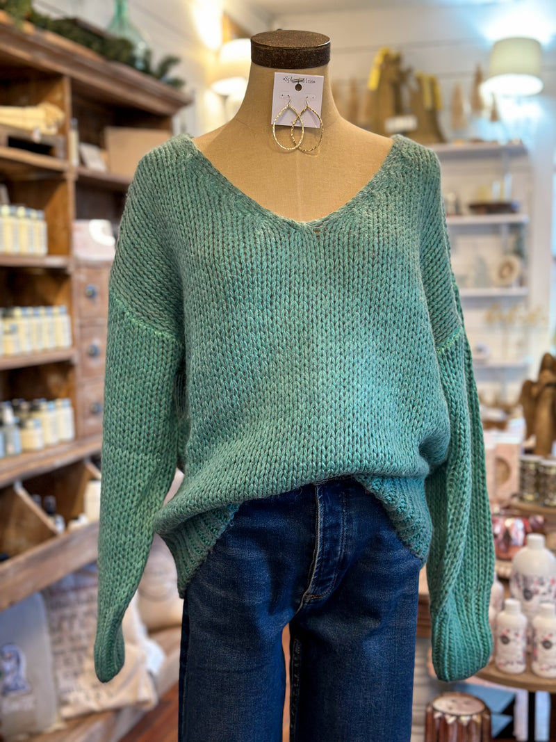 green knit sweater oversized fit
