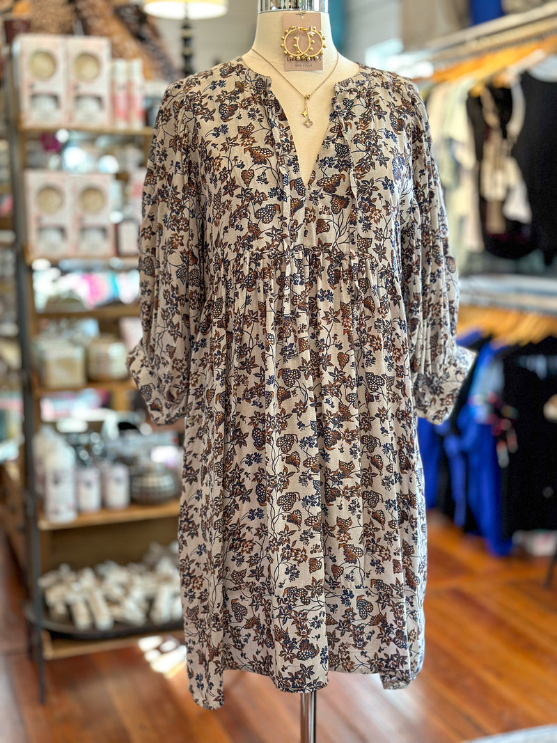 FALL COLORS PRINT DRESS FLOWY