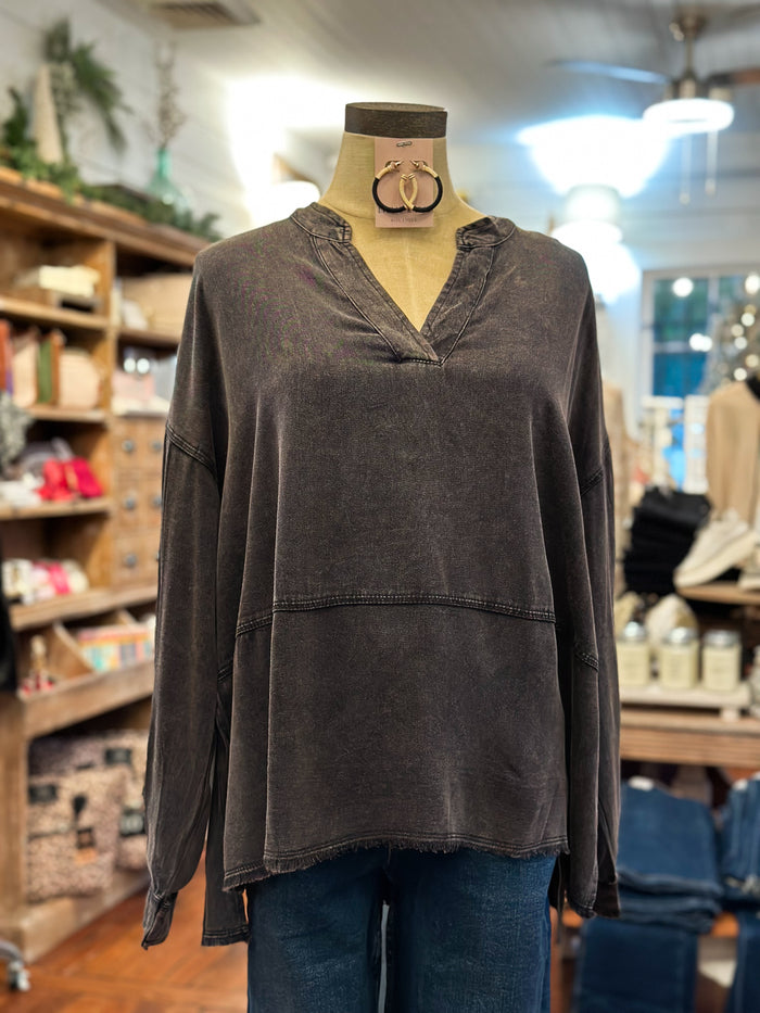 WASHED BLACK COLOR RELAXED FIT TOP