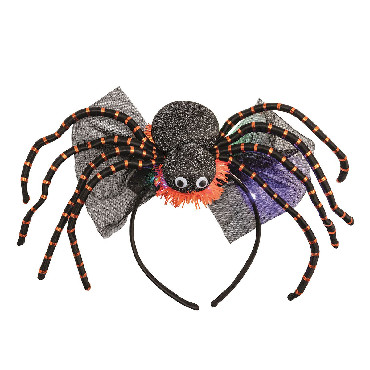 Spider-shaped headband with colorful accents on a white background