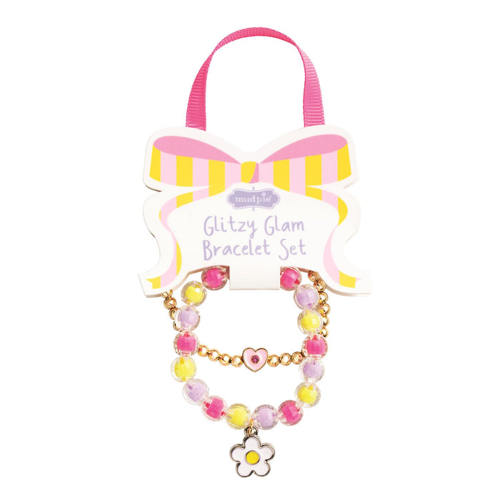 Glitzy Glam bracelet set with a bow-shaped packaging on a white background