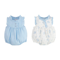 mud pie light blue checkered romper 
