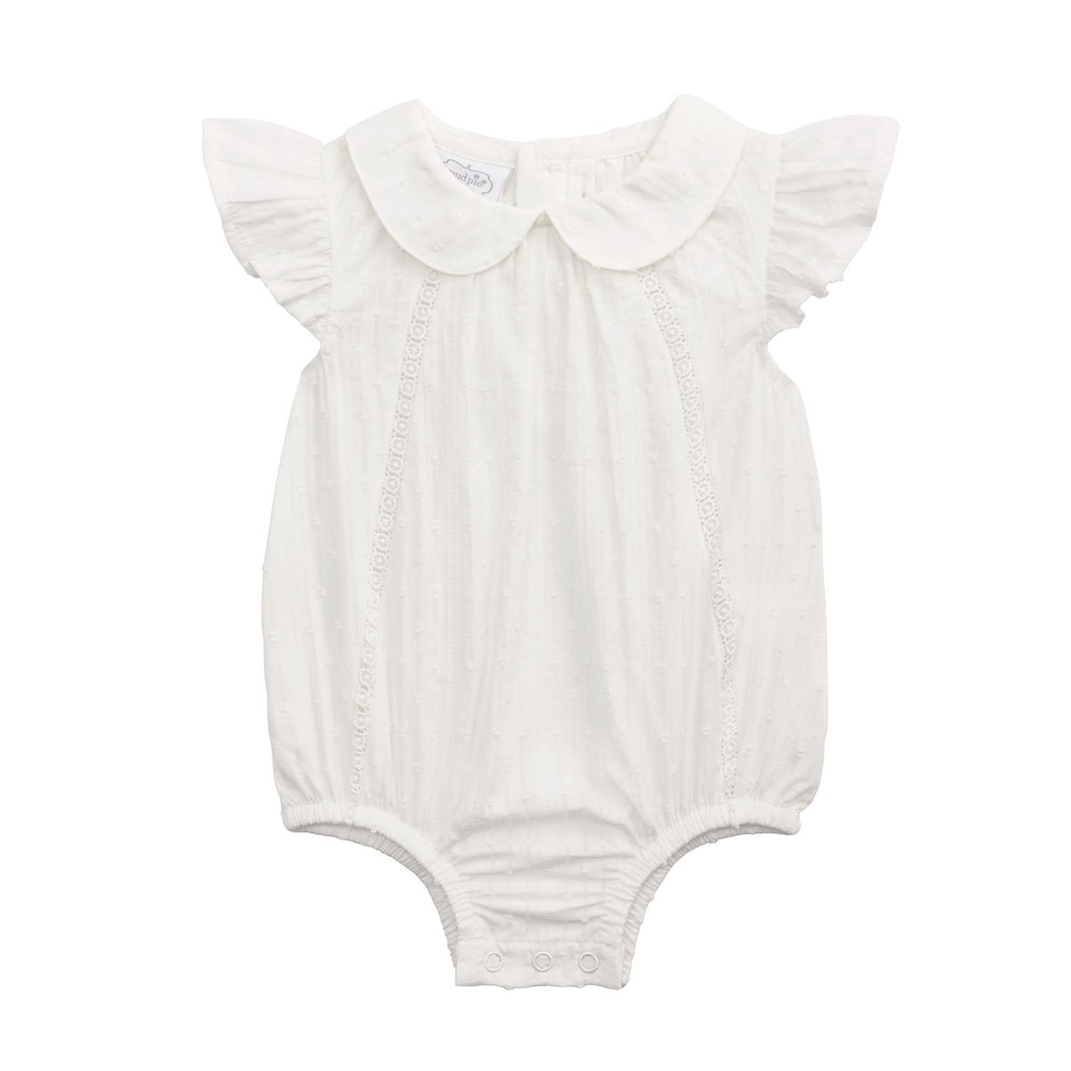 white cotton one piece baby outfit mud pie 