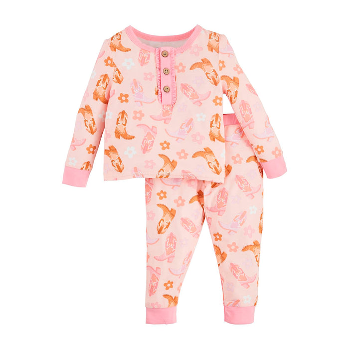 pink mud pie boot pajama set toddler 