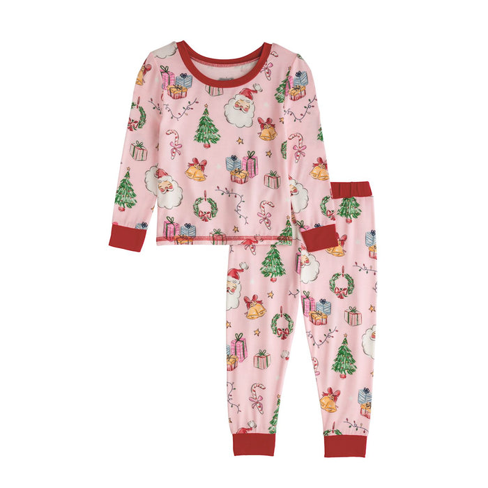 mud pie pink christmas pajama set toddler girl 