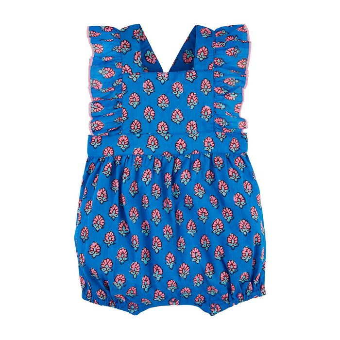 mud pie baby blue ruffle floral romper