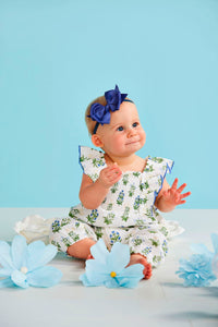 mud pie flutter sleeve longall for baby blue floral block print 