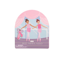 Ballet magnetic puzzles packaging with two ballerinas and a pink bow on a white background