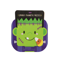 Spooky magnetic puzzles packaging with a green monster design on a white background