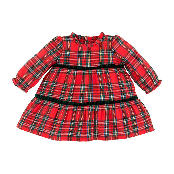 mud pie kids clothing red plaid dress with bow on the back 