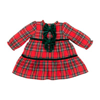 mud pie red plaid dress with bows on the back 
