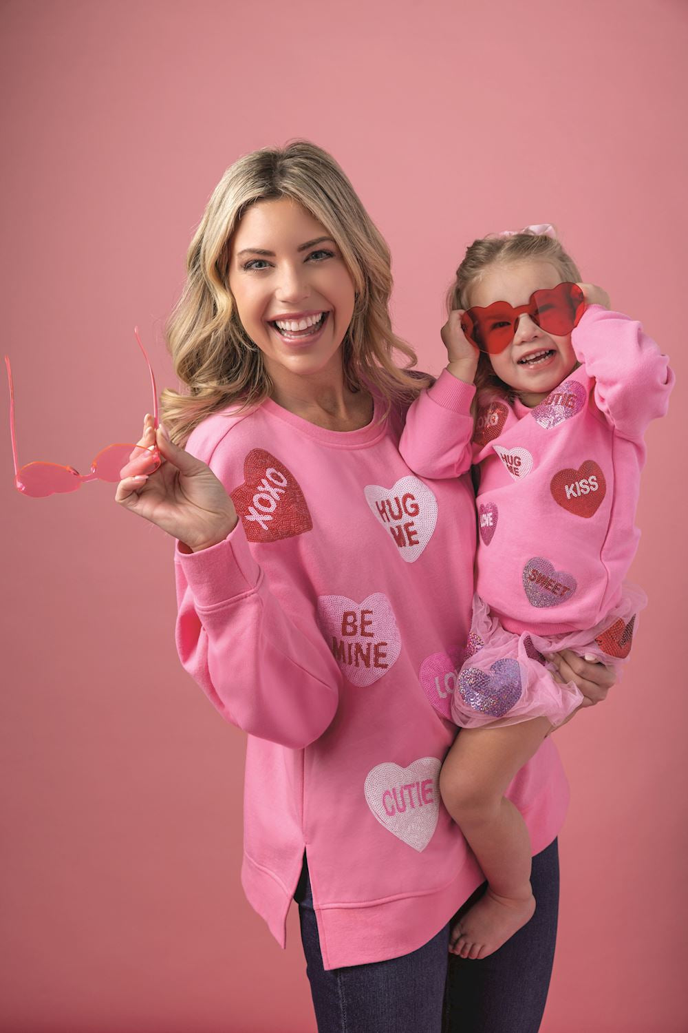 matching mommy and me valentines day sweatshirt sequins