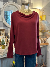 maroon dolman sleeve top