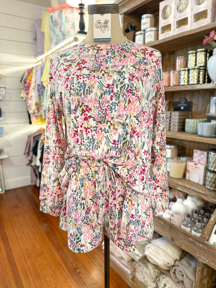 pink meadow floral mary square pajama set

