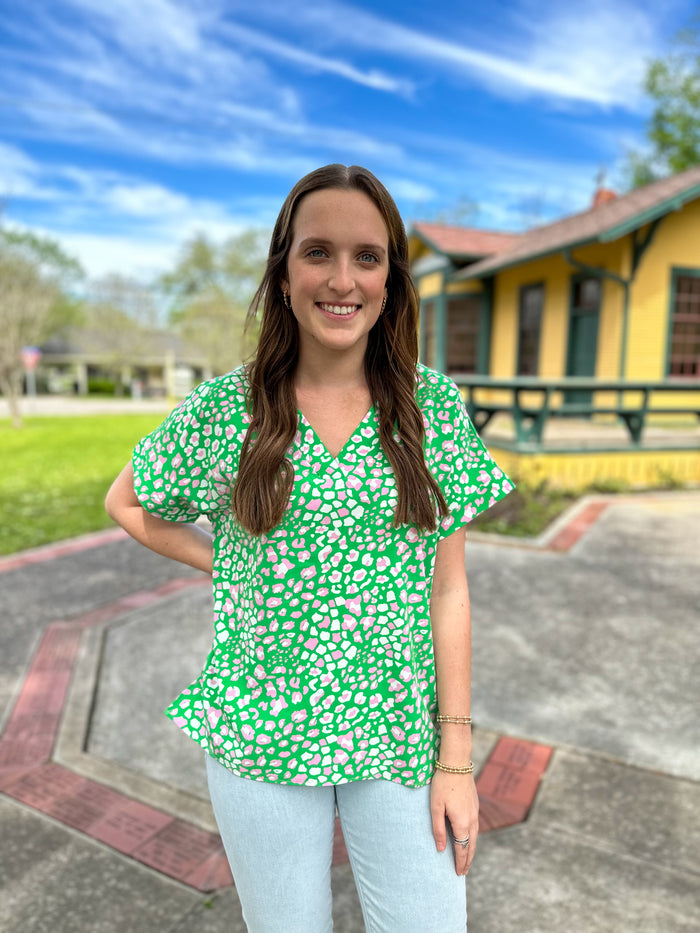 multi color green printed top from michelle mcdowelle 