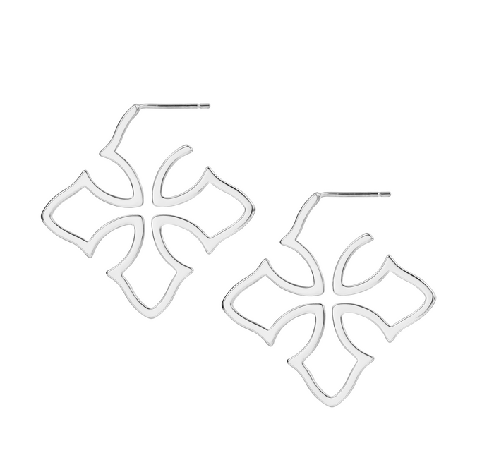 silver natalie wood designs grace cross hoop earring silver