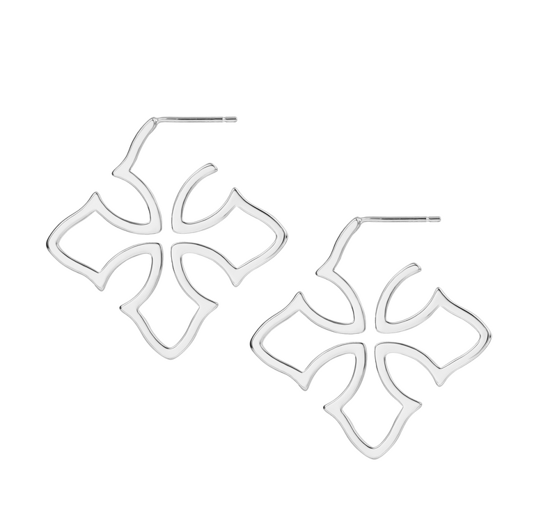 silver natalie wood designs grace cross hoop earring silver