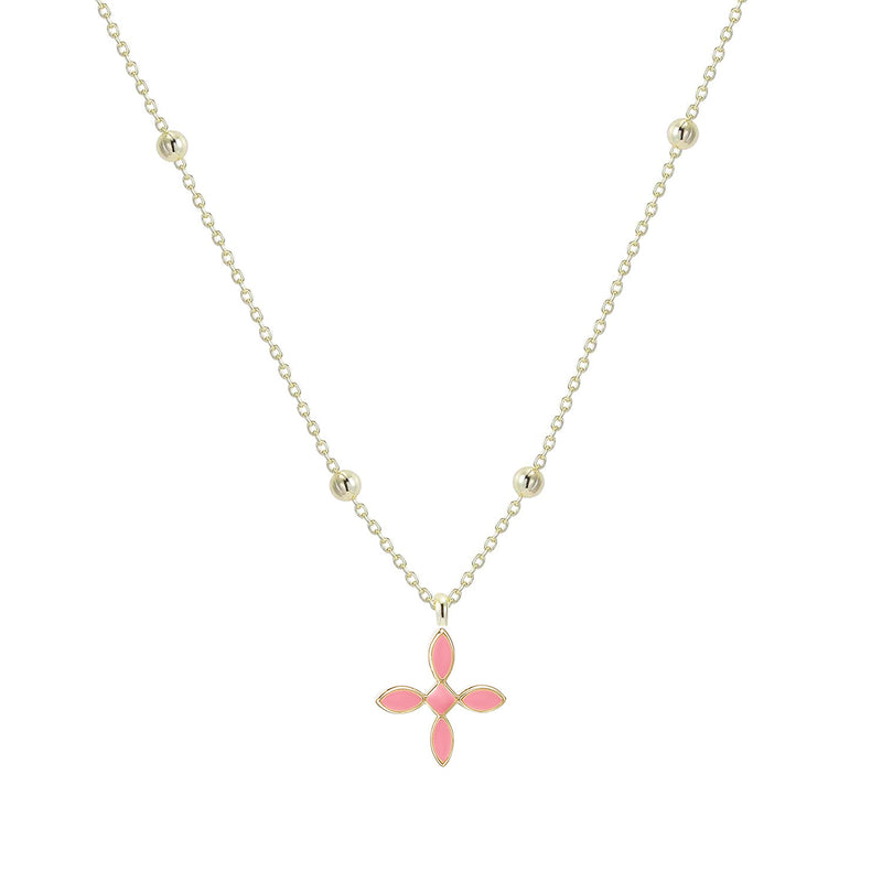 enamel cross drop necklace pink