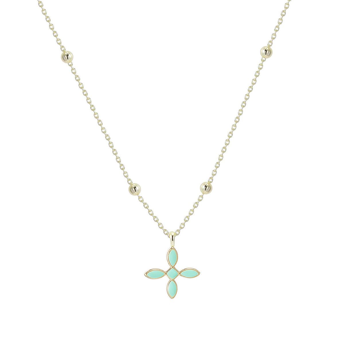 enamel cross drop necklace mint natalie wood 
