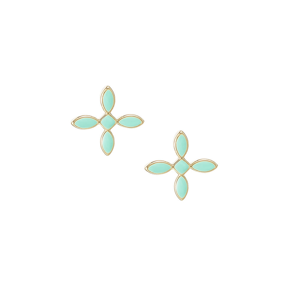 enamel cross stud earring mint