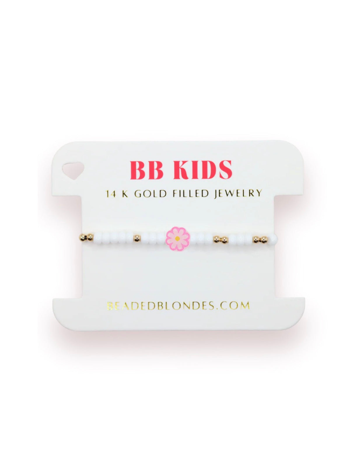 BB Kids gold filled jewelry set on a white card with brand name.