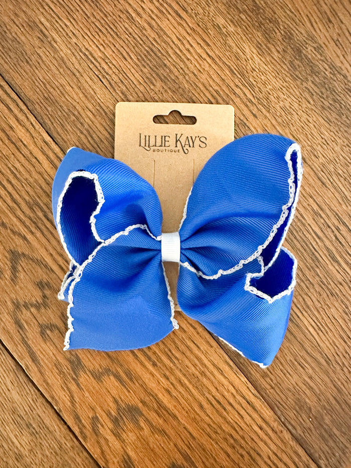 Royal Blue And White Hair Bow