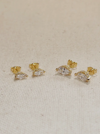 vintage stackable marquise earring 9mm 18k gold filled 
