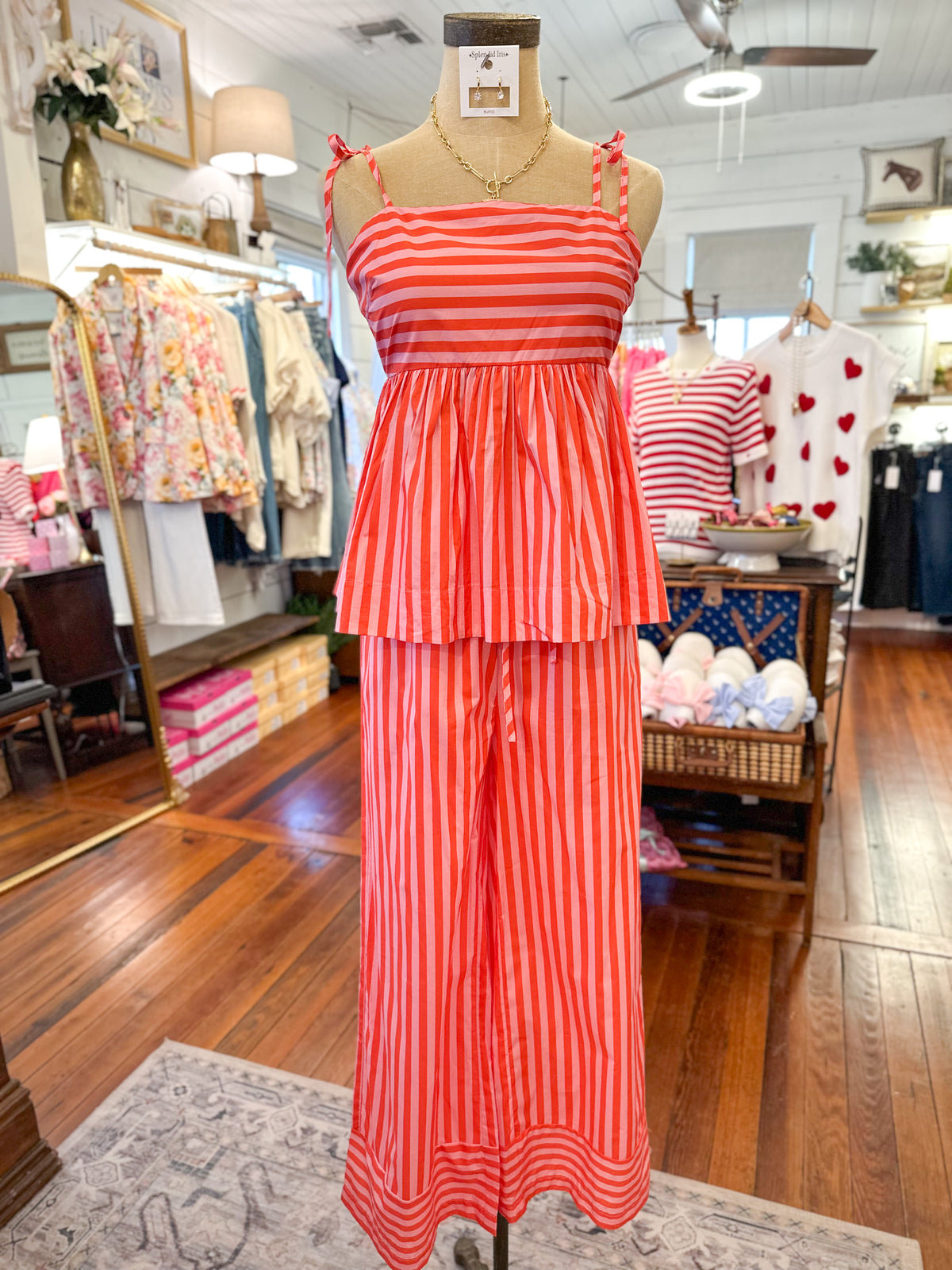 pink and orange striped pants and top summertime 