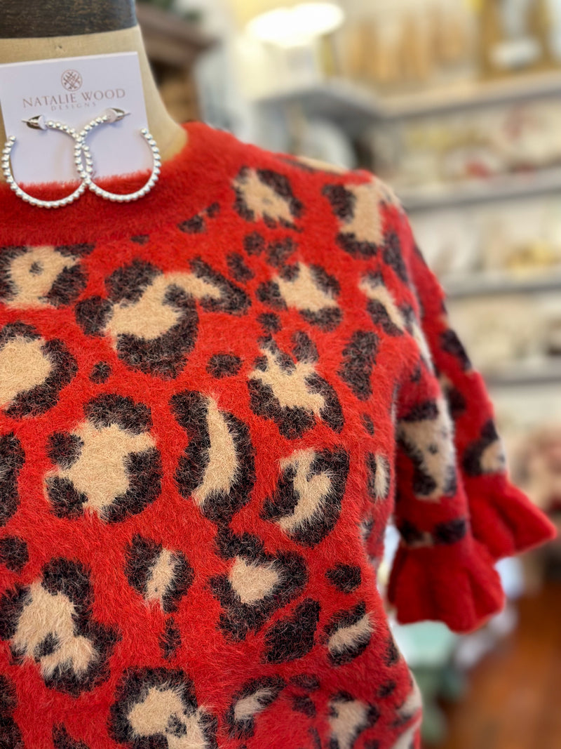 red print short sleeve another love sweater