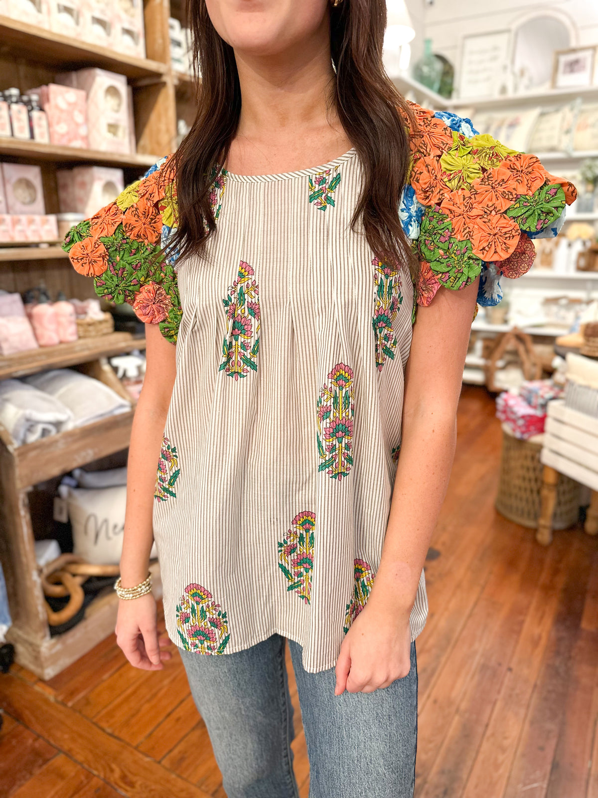 layerz clothing pinwheel fabric sleeves asher top