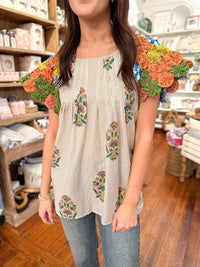 layerz clothing pinwheel fabric sleeves asher top