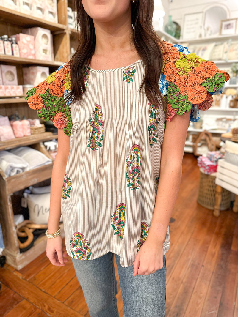 layerz clothing pinwheel fabric sleeves asher top