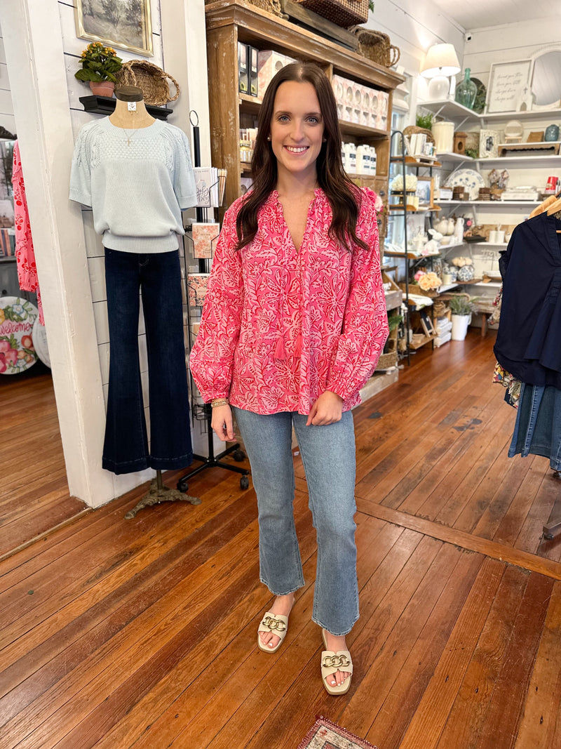 pink jenaleigh long sleeve mud pie top