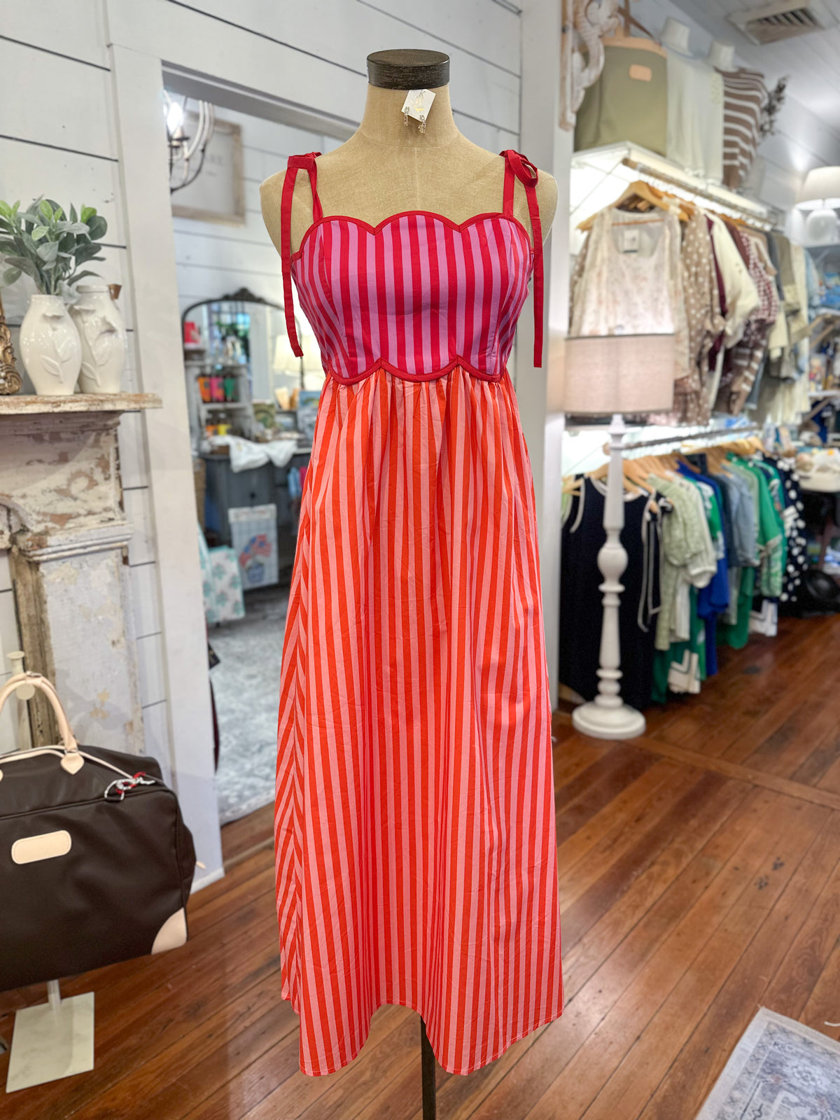 Orange and pink stripe maxi dress 