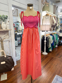 Orange and pink stripe maxi dress 