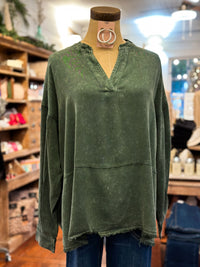 WASHED GREEN COLOR RELAXED FIT TOP