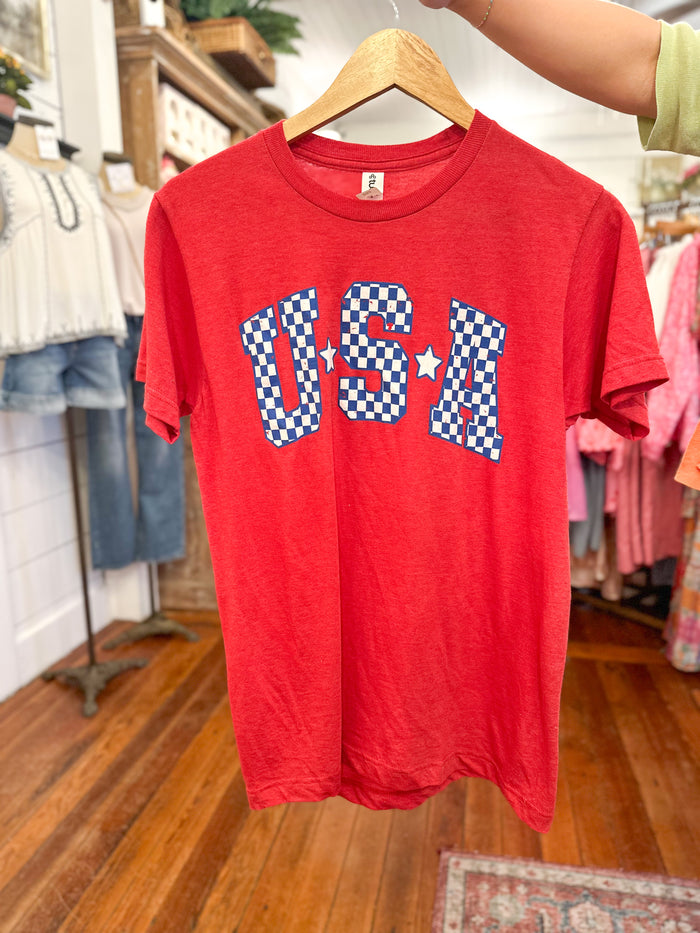 usa checkered tee