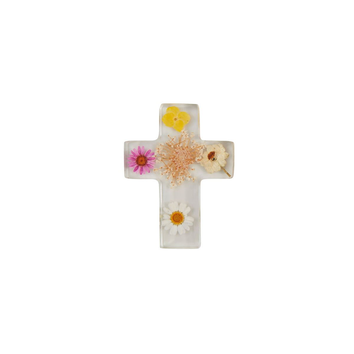 dried flower cross mud pie 
