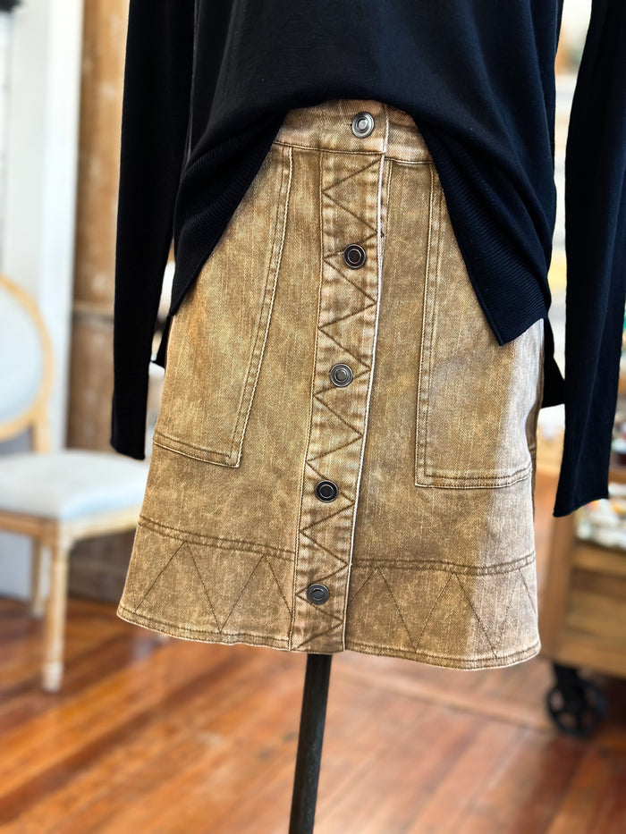 sand color button down skirt