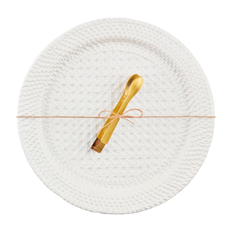mud pie white stoneware platter 
