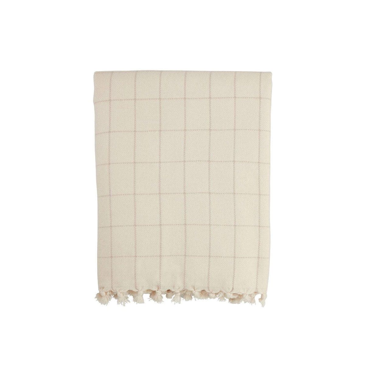 taupe stripe checkered blanket 