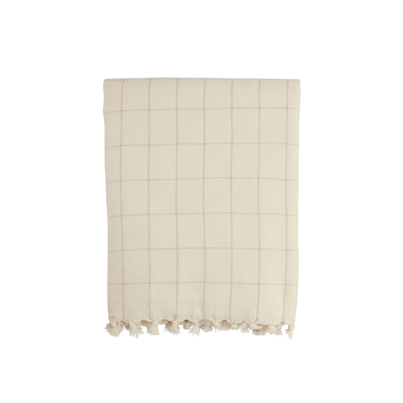 taupe stripe checkered blanket 