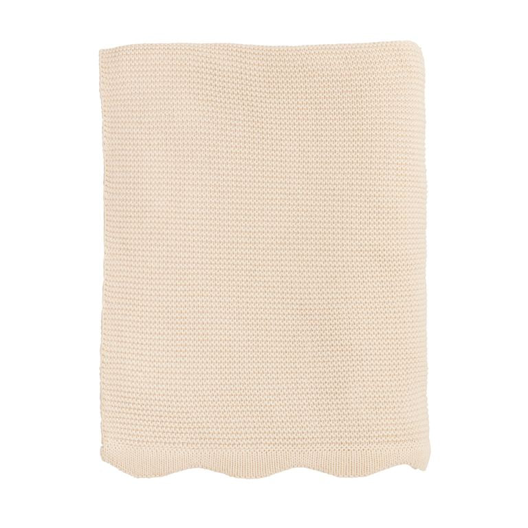 cream crochet blanket on a white background mud pie 
