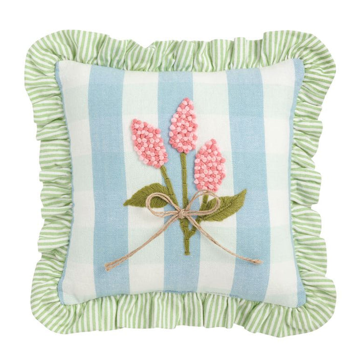 Blue Checkered Embroidered Pillow