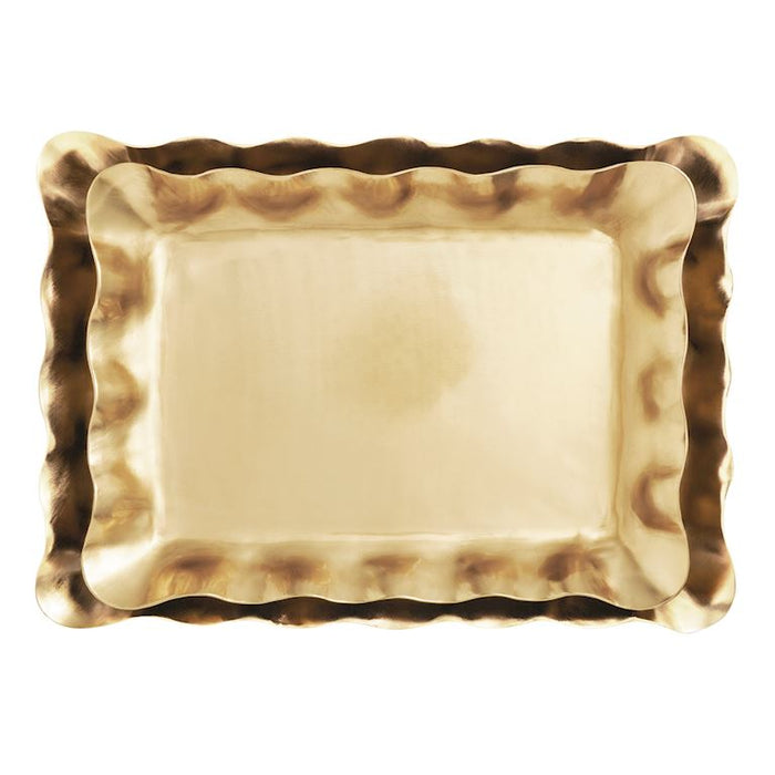 brass colored gold ruffled edge trim 2 sizes small and large 